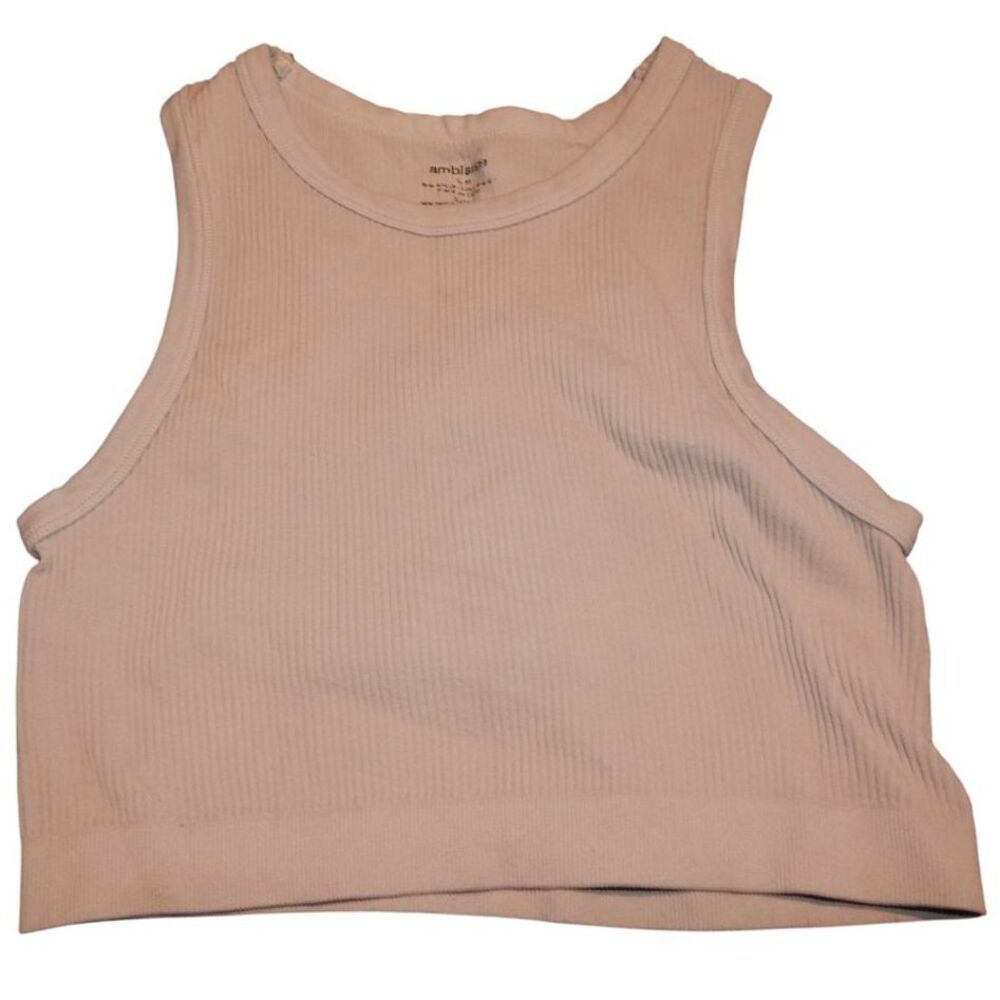 AMBIANCE women's junior's small nylon spandex ribbed crop tank top - Picture 2 of 5